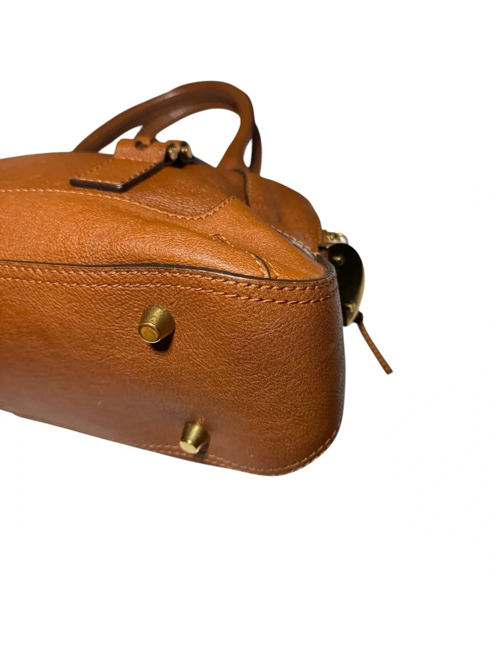 Chloe Tan Leather Bowler Dome Georgia Satchel Handbag